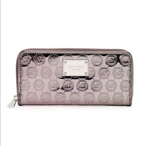 MK Jet Set Continental Wallet Nickel Gray Monogram